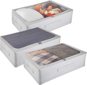 img 4 attached to 📦 Maximize Space and Organization with HOUSE AGAIN Stackable Storage Bins - Durable, Stylish, and Convenient for Clothes and Bedding - Grey, Underbed