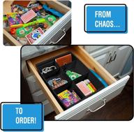 uncluttered designs adjustable drawer dividers for ties, socks, bathroom, cologne and junk drawer storage & organization - black (3 pack) logo