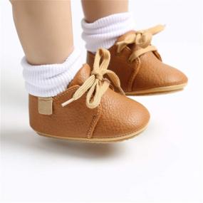 img 3 attached to 👟 COSANKIM Baby Boys Girls Shoes - Lace Up Leather Infant Sneakers with Non-Slip Rubber Sole - Newborn Loafers for Toddler First Walker Crib Shoes