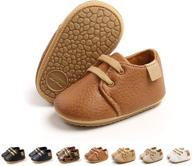 👟 cosankim baby boys girls shoes - lace up leather infant sneakers with non-slip rubber sole - newborn loafers for toddler first walker crib shoes logo