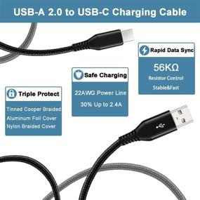 img 2 attached to Длинный USB C-кабель 15 футов - быстрая зарядка, плетеный нейлоновый USB-кабель типа C для Samsung S10/S9/S8/S7/S20/A10/A20/A50/A51/Note9/Note8, LG V50 V40 V20 - черный.