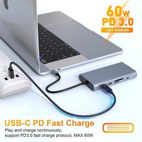 img 1 attached to 🔌 10-in-1 USB C Hub Adapter: Gigabit Ethernet, 4K HDMI, VGA, PD 60W, SD/TF Card Reader, 3 USB3.0, Audio - Compatible with MacBook & USB C Laptops