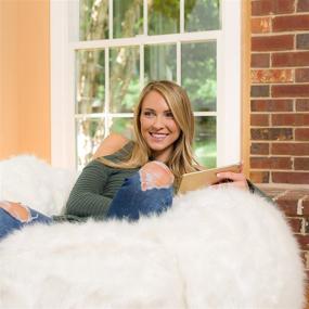 img 3 attached to 🛋️ Cozy & Stylish: Comfy Sacks 4 ft Memory Foam Bean Bag Chair in White Furry Texture