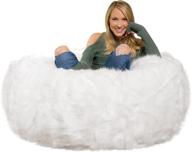 🛋️ cozy & stylish: comfy sacks 4 ft memory foam bean bag chair in white furry texture logo