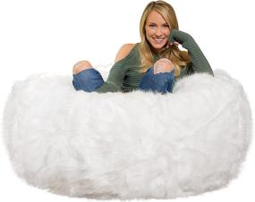 img 4 attached to 🛋️ Cozy & Stylish: Comfy Sacks 4 ft Memory Foam Bean Bag Chair in White Furry Texture