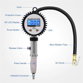 img 3 attached to 🚗 JINKEY Upgrade Digital Tire Pressure Gauge: Heavy Duty Inflator & Professional Reader, 0-255 PSI Gauge for Car Truck Bicycle Motorcycle