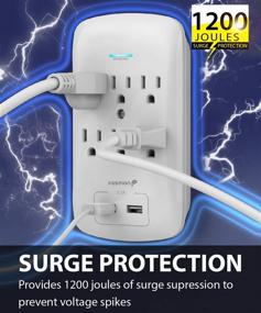 img 3 attached to 💡 Fosmon 6 Outlet Surge Protector 1200J (Pack of 2) with 3.1A Dual USB Ports Charger, Multi Plug Outlet Extender 1875 Watt, 3-Prong Grounded Wall Tap Splitter Adapter