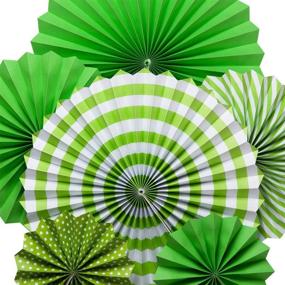 img 2 attached to 🎉 12PCS OnUpgo Green Paper Fan Decorations Set - Hanging Paper Fans Flower Set, Mexican Fiesta Kids Round Pattern Paper Garlands Party Favor Banner for Wedding Birthday Baby Shower Event Accessories