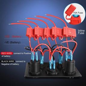 img 1 attached to Nilight 5 Gang Multi Function Rocker Switch Panel: Backlit, USB Charger, Voltmeter, 🚦 12V Outlet, Pre-Wired - Perfect for RVs, Cars, Boats, Trucks, Trailers - Red (90124E)