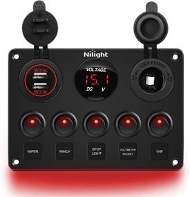 img 4 attached to Nilight 5 Gang Multi Function Rocker Switch Panel: Backlit, USB Charger, Voltmeter, 🚦 12V Outlet, Pre-Wired - Perfect for RVs, Cars, Boats, Trucks, Trailers - Red (90124E)