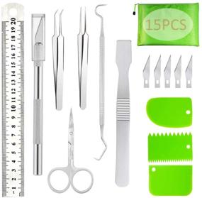 img 4 attached to 🔧 Enhanced Precision Crafting: 15pcs Basic Craft Vinyl Weeding Tools Set for Cricut Vinyl Silhouettes Lettering - Complete with Storage Bag