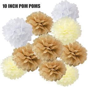 img 2 attached to 🌸 10PCS Mixed Cream Tan Brown White Tissue Paper Pom Poms - Rustic Wedding, Vintage Baby Shower, Birthday, Nursery Hanging Decorations