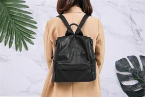 img 3 attached to 🎒 Stylish Black PU Leather Women's Backpack Purse for Work & Travel