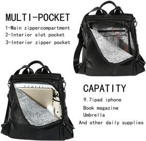 img 1 attached to 🎒 Stylish Black PU Leather Women's Backpack Purse for Work & Travel