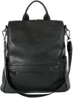 🎒 stylish black pu leather women's backpack purse for work & travel logo