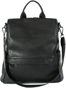 img 4 attached to 🎒 Stylish Black PU Leather Women's Backpack Purse for Work & Travel