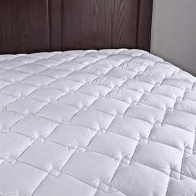 img 3 attached to 🛏️ Premium Puredown Down Alternative Mattress Pad Topper: Quilted Design, 100% Cotton, Rhombic Pattern, White Queen Size