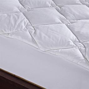 img 1 attached to 🛏️ Premium Puredown Down Alternative Mattress Pad Topper: Quilted Design, 100% Cotton, Rhombic Pattern, White Queen Size