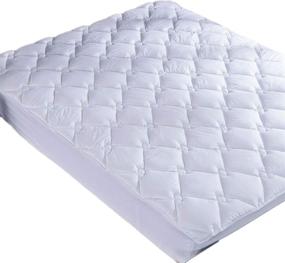 img 4 attached to 🛏️ Premium Puredown Down Alternative Mattress Pad Topper: Quilted Design, 100% Cotton, Rhombic Pattern, White Queen Size