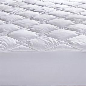 img 2 attached to 🛏️ Premium Puredown Down Alternative Mattress Pad Topper: Quilted Design, 100% Cotton, Rhombic Pattern, White Queen Size