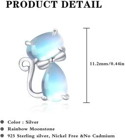 img 3 attached to Moonstone Cat Stud Earrings: 925 Sterling Silver Jewelry for Women, Girls, and Cat Lovers - Ideal Gift for Mom, Wife, and Daughter