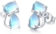 moonstone cat stud earrings: 925 sterling silver jewelry for women, girls, and cat lovers - ideal gift for mom, wife, and daughter logo