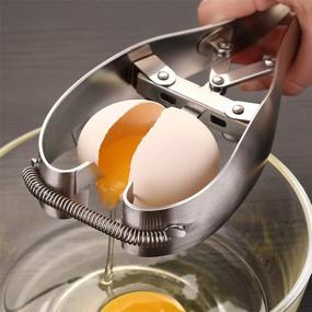 img 1 attached to 🥚 Effortlessly Crack Eggs with the Stainless Steel Egg Cracker - Automatic Egg Opening Tool, Eggshell Cutter, and Separator - Creative Kitchen Gadget (Silver)