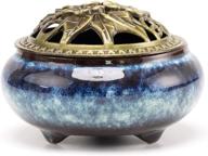 🔥 handmade ceramic incense burner by plainele – dark blue, with incense stick holder, smudge bowl – ideal for stick or coil incense, sage cones логотип