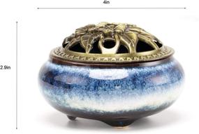 img 3 attached to 🔥 Handmade Ceramic Incense Burner by Plainele – Dark Blue, with Incense Stick Holder, Smudge Bowl – Ideal for Stick or Coil Incense, Sage Cones