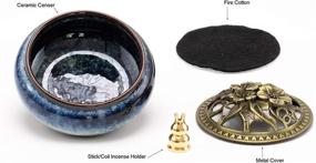 img 1 attached to 🔥 Handmade Ceramic Incense Burner by Plainele – Dark Blue, with Incense Stick Holder, Smudge Bowl – Ideal for Stick or Coil Incense, Sage Cones