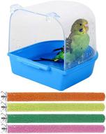 🦜 pinvnby parrot bath box: bird bathtub and perches set - ideal for small birds lovebirds finches canary - 5 pcs random color logo