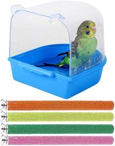 img 4 attached to 🦜 PINVNBY Parrot Bath Box: Bird Bathtub and Perches Set - Ideal for Small Birds Lovebirds Finches Canary - 5 PCS Random Color