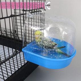 img 1 attached to 🦜 PINVNBY Parrot Bath Box: Bird Bathtub and Perches Set - Ideal for Small Birds Lovebirds Finches Canary - 5 PCS Random Color