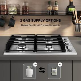 img 1 attached to 🔥 Thermomate 30 Inch Gas Cooktop: Built-In Rangetop with 4 High Efficiency SABAF Burners, NG/LPG Convertible Stainless Steel Stove Top