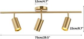 img 3 attached to 🔆 Gold Adjustable Track Lighting, Modern 3 Light Ceiling Spotlight with Brushed Brass Finish, Flush Mount Pendant Light Fixture for Kitchen, Living Room, and Utility Spaces