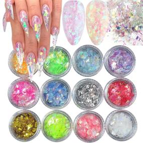 img 3 attached to 💅 Colorful Nail Sequins Chunky Glitters Irregular Iridescent Flakes Confetti for Nail Art Decoration DIY Design - Set of 12 Colors