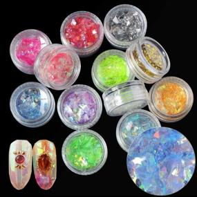 img 4 attached to 💅 Colorful Nail Sequins Chunky Glitters Irregular Iridescent Flakes Confetti for Nail Art Decoration DIY Design - Set of 12 Colors