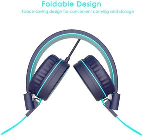 img 2 attached to 🎧 NIVAVA K8 Kids Headphones: Lightweight Stereo On-Ear Headset for Children, Teens - Wired, Foldable Design - Ideal for Cellphones, Computers, MP3/4, Kindle - Perfect for Airplane Travel, School (Navy/Teal)