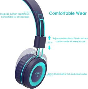 img 1 attached to 🎧 NIVAVA K8 Kids Headphones: Lightweight Stereo On-Ear Headset for Children, Teens - Wired, Foldable Design - Ideal for Cellphones, Computers, MP3/4, Kindle - Perfect for Airplane Travel, School (Navy/Teal)