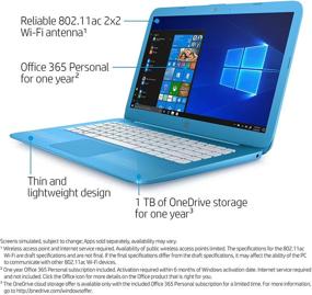 img 2 attached to 💻 Ноутбук HP Stream с диагональю 14 дюймов: Intel Celeron N3060, 4 ГБ оперативной памяти, 32 ГБ памяти для хранения, Windows 10 Home S Mode, Office 365 - Аква Блу (14-cb010nr)