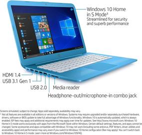 img 3 attached to 💻 HP Stream 14-inch Laptop: Intel Celeron N3060, 4GB RAM, 32GB Storage, Windows 10 Home S Mode, Office 365 - Aqua Blue (14-cb010nr)