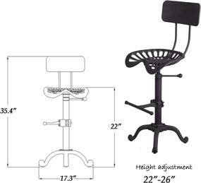 img 3 attached to 🪑 Diwhy Industrial Design Metal Adjustable Height Backrest Chair Vintage Tractor Saddle Bar Stool: Rustic Charm in Style 2