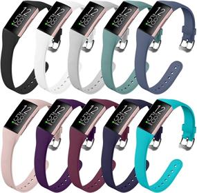 img 4 attached to [10 pack] Slim Bands – Fitbit Charge 4/Charge 3/SE Compatible, Soft Silicone Replacement Wristbands for Women and Men, Small Size (Black/White/Gray/Sand Pink/Pine Green/Dark Blue/Plum/Blue Gray/Wine Red/Teal)