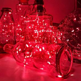 img 2 attached to PheiLa 10 Pack Wine Bottle Lights: Waterproof Red Christmas Fairy Lights for Valentine's Gift 🍷 Decoration - Battery Operated, Cork Shape with Silver Wire - Ideal for Parties, Weddings, Bars, Jars