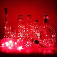 pheila 10 pack wine bottle lights: waterproof red christmas fairy lights for valentine's gift 🍷 decoration - battery operated, cork shape with silver wire - ideal for parties, weddings, bars, jars логотип