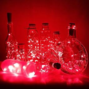 img 4 attached to PheiLa 10 Pack Wine Bottle Lights: Waterproof Red Christmas Fairy Lights for Valentine's Gift 🍷 Decoration - Battery Operated, Cork Shape with Silver Wire - Ideal for Parties, Weddings, Bars, Jars