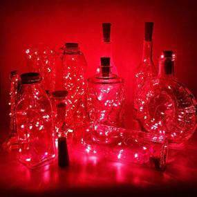 img 3 attached to PheiLa 10 Pack Wine Bottle Lights: Waterproof Red Christmas Fairy Lights for Valentine's Gift 🍷 Decoration - Battery Operated, Cork Shape with Silver Wire - Ideal for Parties, Weddings, Bars, Jars