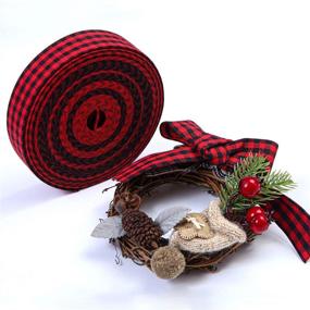 img 2 attached to 🎀 URATOT Christmas Wrapping Ribbon Bows - Red and Black Plaid Burlap Ribbon for Crafts Decoration, Floral Bows Craft - 394 Inch