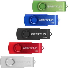 img 4 attached to EASTFUN 5 Pcs 16GB USB 2.0 Flash Drive Bundle - Mix Colored Fold Storage Memory Stick Thumb Drive Pen Drive Jump Drive Zip Drive Swivel Design