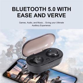 img 2 attached to 🎧 Премиум звук беспроводных наушников TWS с зарядным кейсом - AMBW Bluetooth 5.0 настоящие беспроводные наушники: 20 часов воспроизведения, влагозащита IPX5, глубокие басы, встроенный микрофон, идеально подходят для спорта - Черный